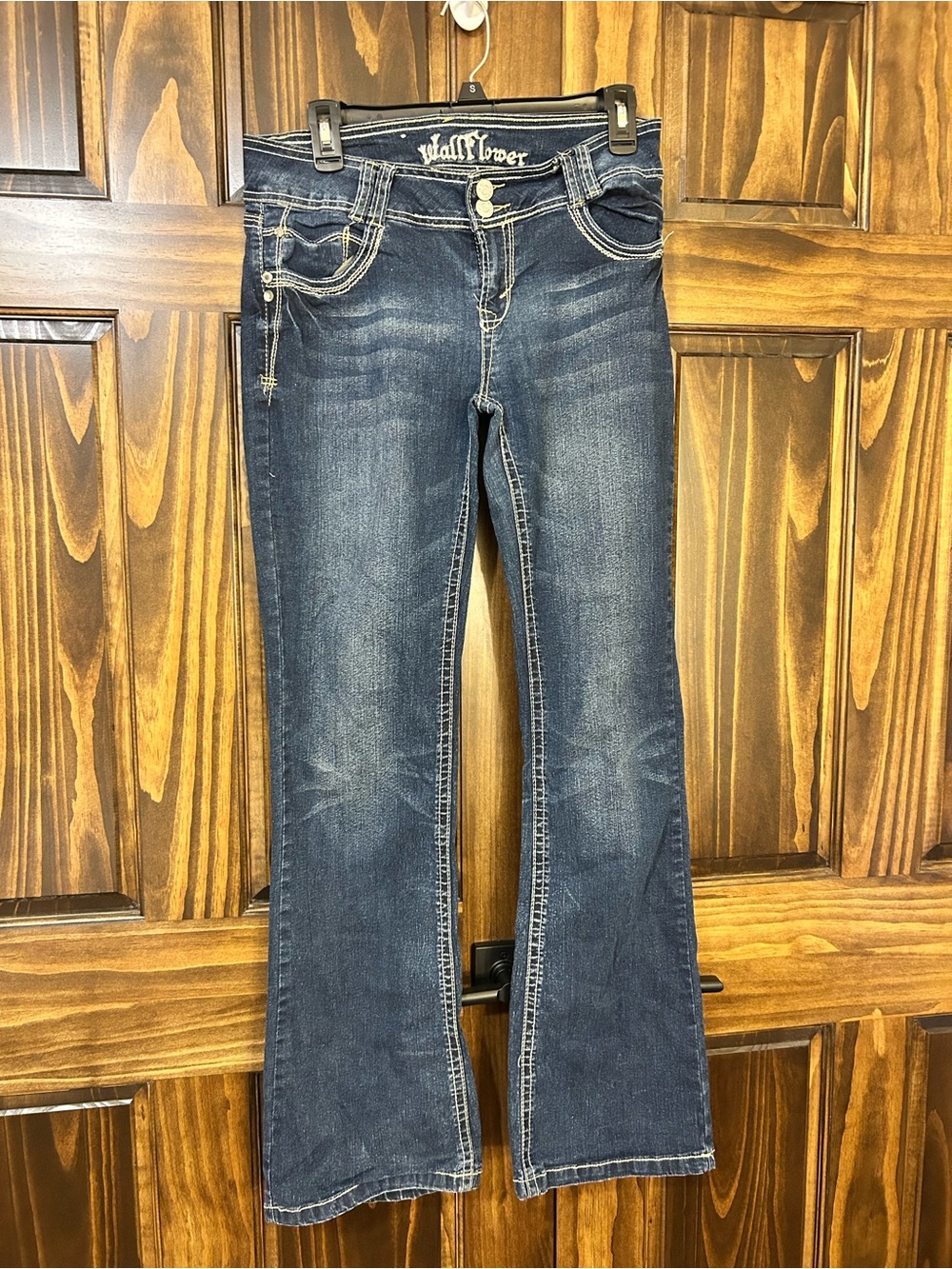Wallflower Dark Blue Flare Jeans with Contrast Stitching